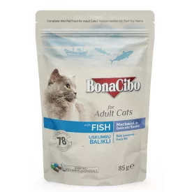 Bonacibo Pouch alutasakos eledel macskáknak hallal 85g