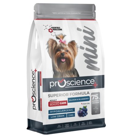 ProScience Mini Adult Dog Salmon & Blueberry hipoallergén lazac-áfonya kutyatáp érzékeny bőrű kistestű felnőtt kutyának 2kg