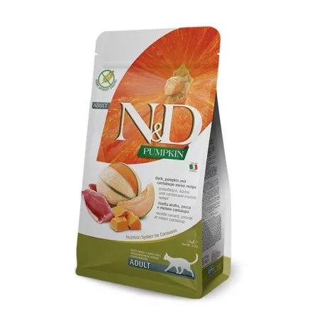 N&D Cat Pumpkin Adult duck, pumpkin & cantaloupe (kacsa, sütőtök & sárgadinnye) száraz macskaeledel 300g