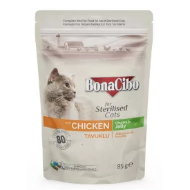   Bonacibo Pouch Sterilised alutasakos eledel macskáknak csirkével 85g