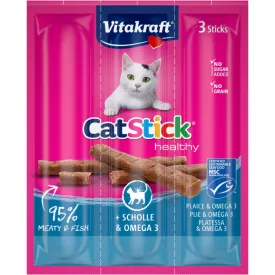   Vitakraft Cat Stick Mini -kiegészítő eledel lepényhallal és omega 3-mal  3x6g
