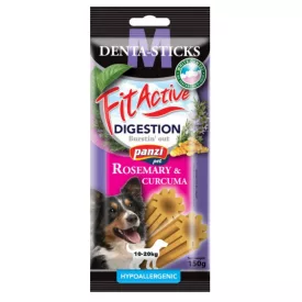   FitActive Hypoallergenic Denta-Sticks Digestion Rosemary & Curcuma - Emésztést támogató és fogtisztító rágórudak "M" 150g