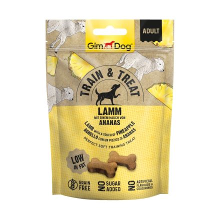 GimDog Train & Treat bárány és ananász snack - jutalomfalat kutyák részére 125g