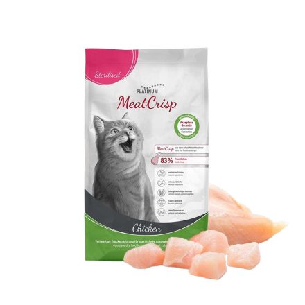 PLATINUM MeatCrisp Sterilised Chicken-macskatáp ivartalanított cicának friss csirkehúsból 1,5kg