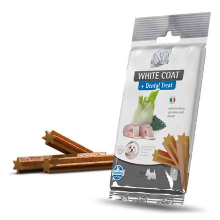 N&D White Dog Sea bass-fennel&spirulina fogtisztító jutalomfalat fehér kutyának Mini 60g
