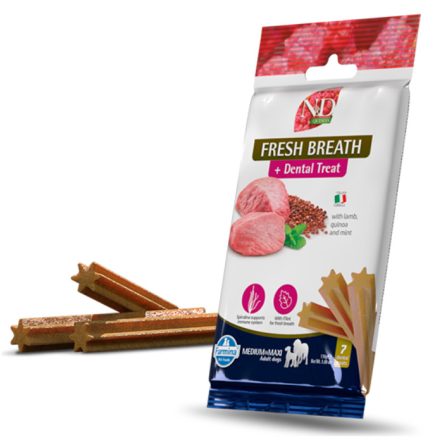 N&D Quinoa Dog Fresh Breath Dental Lamb friss lehelet fogtisztító jutalomfalat kutyának Med&max 100g