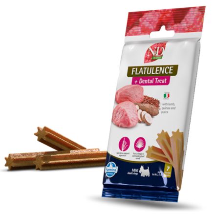 N&D Quinoa Dog Flatulence Dental Lamb puffadást csökkentő és fogtisztító jutalomfalat kutyának Mini 60g