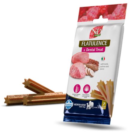 N&D Quinoa Dog Flatulence Dental Lamb puffadást csökkentő és fogtisztító jutalomfalat kutyának Med&max 100g