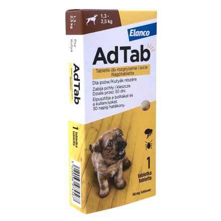 AdTab™ rágótabletta élősködők ellen kutyák részére 56mg (1,3-2,5kg)