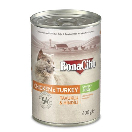 Bonacibo Canned Cat csirkés-pulykás konzerv macskáknak 400g