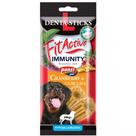 FitActive Hypoallergenic Denta-Sticks Immunity Cranberry & Curcuma - Immunerősítő és fogtisztító rágórudak "L" 170g