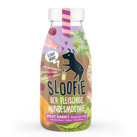 SLOOFIE MEAT RABBIT az energiabomba, hipoallergén nyúlhús-zeller-vörösáfonya kutyasmoothie 250ml