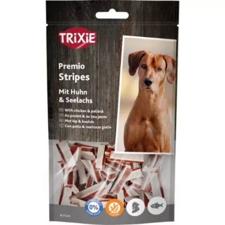 Trixie 31534 Premio Fish Chicken Stripes gluténmentes szaftos csirkehúsos és halas csíkok-jutalomfalat kutyáknak 75g