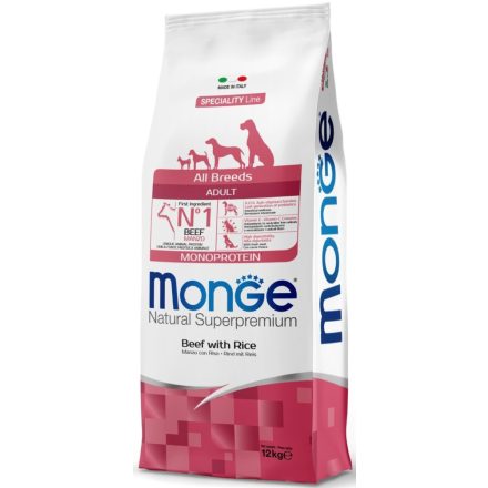 Monge Dog Adult MONOPROTEIN All Breeds marha-rizs száraztáp kutyának 12kg