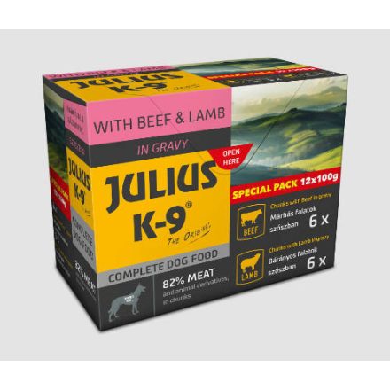 JULIUS K-9 Special Pack - Marha & Bárány válogatás szószban kutyáknak 12x100g