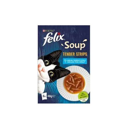 FELIX Soup Tender strips - nedves eledel - halas válogatás - szósz macskák részére 6x48g