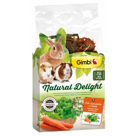 Gimbi Natural Delight aromás gyógynövények és sárgarépa - kiegészítő eleség rágcsálók számára 100g
