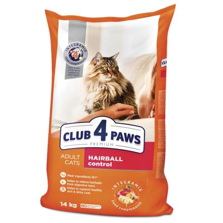 Club 4 Paws Premium Hairball Control szárazeledel felnőtt macskáknak 14kg
