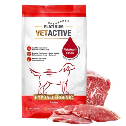 Platinum VETACTIVE Hypoallergenic gyógytáp ibériai sertéshússal allergiás és ételintoleranciával küzdő kutyának 5kg