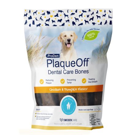 ProDen PlaqueOff Dental Bones dog Chicken & Pumpkin fogápoló jutalomfalat csirkével és sütőtökkel közepes és nagytestű kutyának 482g
