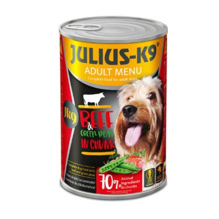 JULIUS K-9 konzerv Adult marha,borsó felnőtt kutyák részére (1240g)