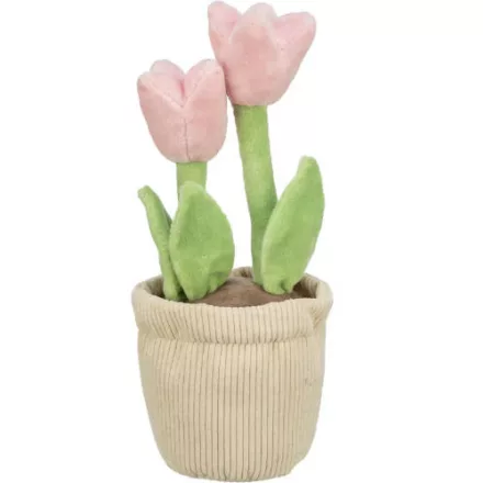 Trixie 99352593 Valentin tulip plush- plüss cserepes tulipán kutyajáték sípolóval 27cm