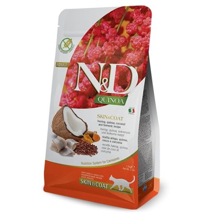 N&D Cat Quinoa Skin&coat Hering száraz macskaeledel 1,5kg