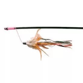   Trixie 4550 Playing Rod Leather Straps and Feathers - játék macskapeca (bőrpánt,toll) macskák részére (50cm)