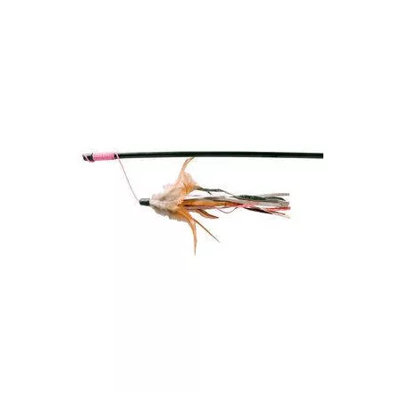 Trixie 4550 Playing Rod Leather Straps and Feathers - játék macskapeca (bőrpánt,toll) macskák részére (50cm)
