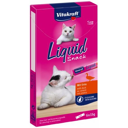 Vitakraft Cat Liquid Snack - szószos jutalomfalat kacsával és béta glükánnal (6x15g)