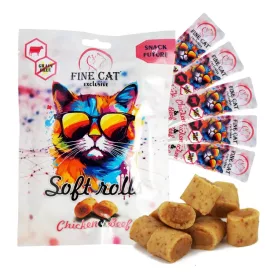   FINE CAT Exkluzív Soft Roll snack macskáknak csirke és marhahússal 5x10g