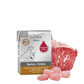   PLATINUM MENU Iberico + Turkey-nedves kutyatáp felnőtt kutyának ibériai sertés és pulyka 185g
