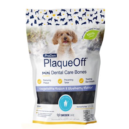 ProDen PlaqueOff Mini Dental Bones dog Blueberry fogápoló jutalomfalat fekete áfonyával kistestű kutyának 340g