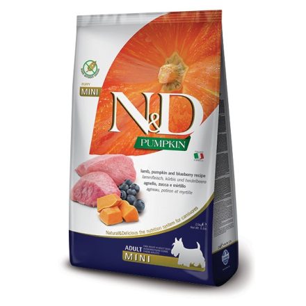 N&D Dog Grain Free Pumpkin adult mini lamb, pumpkin & blueberry (bárány & áfonya sütőtökkel) száraz kutyatáp 7kg