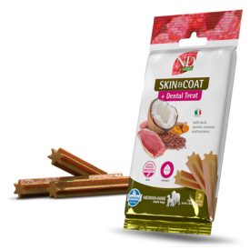   N&D Quinoa Dog Skin&Coat Dental Duck bőr és szőrzet támogató, fogtisztító jutalomfalat kutyának Med&max 110g lejárat közeli