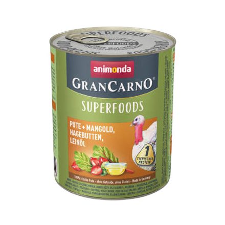 Animonda GranCarno Adult Superfoods pulyka, mángold, csipkebogyó, lenmagolaj 6x800g (82442)