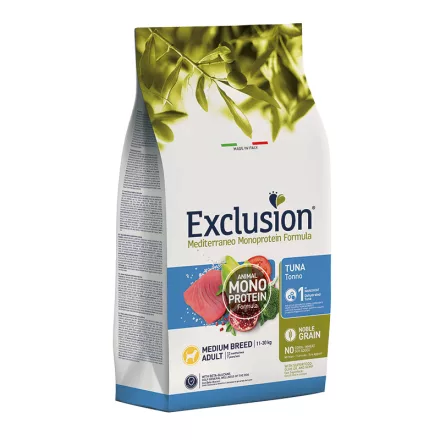Exclusion Mediterraneo Monoprotein Adult Tuna Medium száraztáp kutyának 3kg lejárat közeli