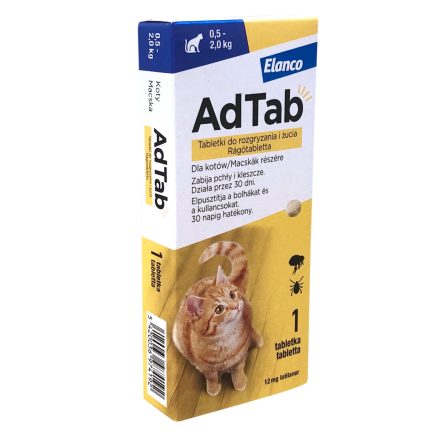 AdTab™ rágótabletta élősködők ellen macskák részére 12mg (0,5-2kg)