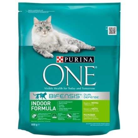 Purina ONE Indoor Bifensis száraztáp lakásban tartott macskák részére pulykával és gabonával 800g