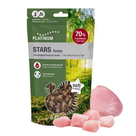 PLATINUM Stars Snack Turkey / Hipoallergén jutalomfalat allergiás kutyának pulykahúsból 185g
