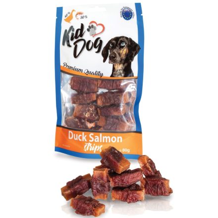 KidDog Duck Salmon strips -kacsa- lazac jutalomfalat kutyák részére 80g
