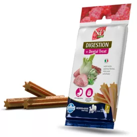   N&D Quinoa Dog Digestion Dental Lamb emésztőrendszert támogató és fogtisztító jutalomfalat kutyának Med&max 100g lejárat közeli