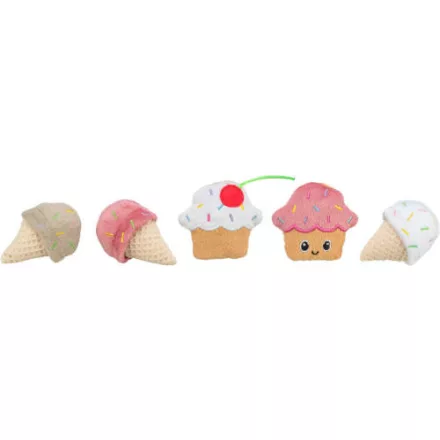 Trixie 45552 Ice cream and cupcake, plush- játékforma macskák részére 7cm