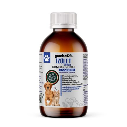 gomba DR. ÍZÜLET OPTIMAL folyékony gombakivonat kutyák és macskák részére 100ml