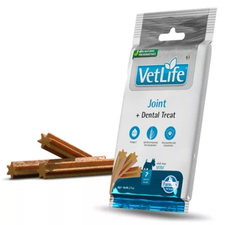 Vet Life Dog Joint+Dental Treat ízület támogató és fogtisztító jutalomfalat kutyának Mini 60g lejárat közeli