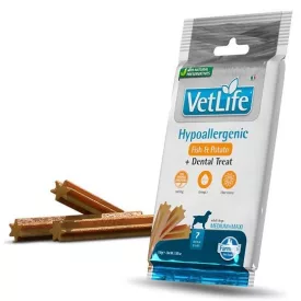   Vet Life Dog Hypoallergenic Fish&potato+Dental Treat fogtisztító jutalomfalat ételérzékeny, allergiás kutyának Medium&Maxi 100g lejárat közeli