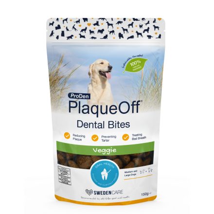 ProDen PlaqueOff Dental Bites M-L dog Veggie fogápoló jutalomfalat zöldségekkel közepes és nagytestű kutyának 150g