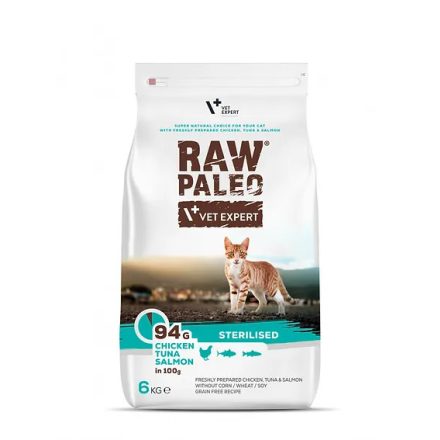 Raw Paleo Adult Steril Cat - Csirke, Tonhal&Lazac száraz eledel 2kg