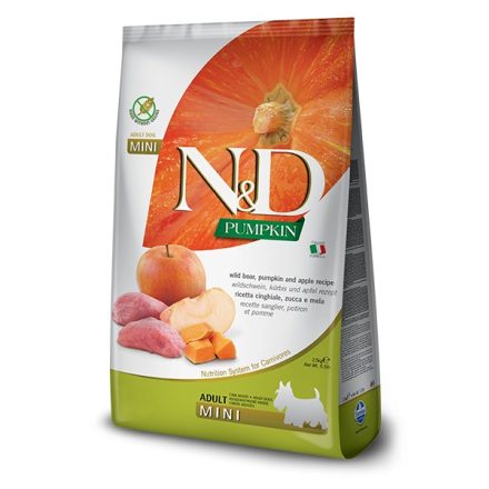 N&D Dog Grain Free Pumpkin adult mini wild boar, pumpkin & apple (vaddisznó & alma sütőtökkel) száraz kutyatáp 7kg