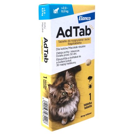 AdTab™ rágótabletta élősködők ellen macskák részére 48mg (2-8kg)
